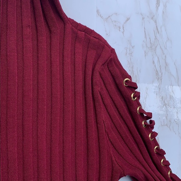 Fashion Nova Mock Neck Sweater w/ bellbottom sleev - Picture 2 of 4